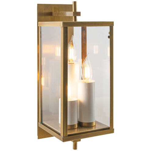 Back Bay 3 Light 16.75 inch Aged Brass Outdoor Wall Light, Small