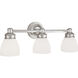 Spencer 3 Light 21.5 inch Chrome with Opal Vanity Light Wall Light
