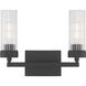 Lida 2 Light 14 inch Matte Black with Clear Vanity Light Wall Light