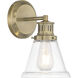 Alden Sconce Wall Light in Clear, Antique Brass