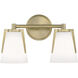 Allure 2 Light 13.75 inch Antique Brass with Matte Opal Vanity Light Wall Light