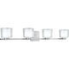 Alexus 4 Light 34 inch Brushed Nickel with Clear and White Vanity Light Wall Light