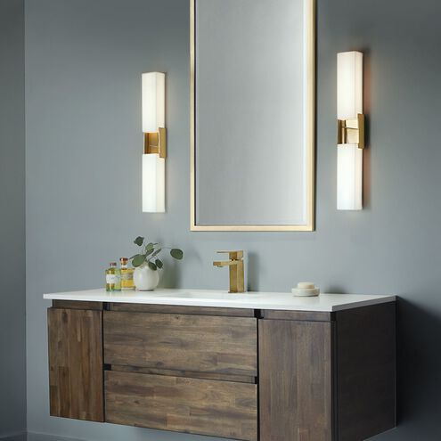 Artemis LED 36 inch Satin Brass with Matte White Vanity Light Wall Light