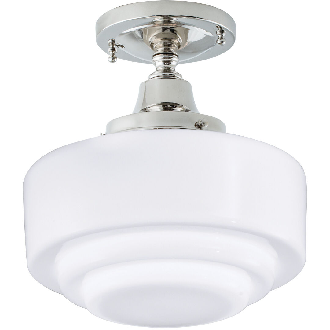 Schoolhouse 1 Light 9.5 inch Polished Nickel Indoor Flushmount Ceiling Light in Stepped