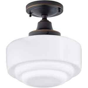 Schoolhouse 1 Light 9.5 inch Oil Rubbed Bronze Indoor Flushmount Ceiling Light in Stepped