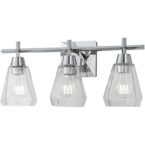 Arctic 3 Light 20 inch Polished Nickel with Clear Vanity Light Wall Light