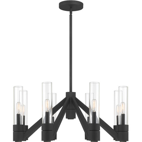 Rohe 8 Light 28 inch Black Sand with Clear Chandelier Ceiling Light