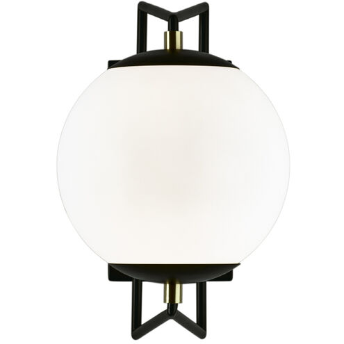 Cosmos LED 12.38 inch Matte Black with Satin Brass Outdoor Wall Light