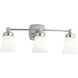 Soft Square 3 Light 22.25 inch Chrome with Shiny Opal Vanity Light Wall Light, Square
