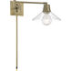 Dillon 26.25 inch Antique Brass with Clear Swingarm Sconce Wall Light