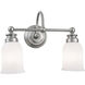 Emily 2 Light 15 inch Brushed Nickel with Opal Vanity Light Wall Light