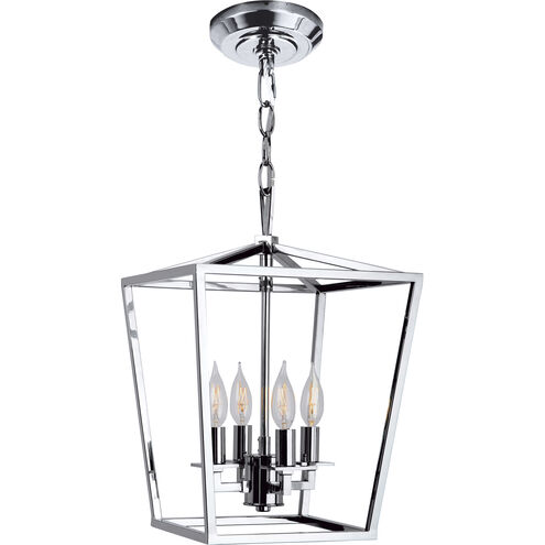 Cage 4 Light 12 inch Polished Nickel Pendant Ceiling Light, Small