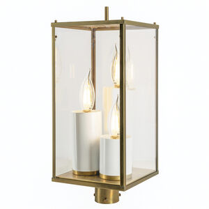 Back Bay 3 Light 23.25 inch Aged Brass with Clear Outdoor Post Light