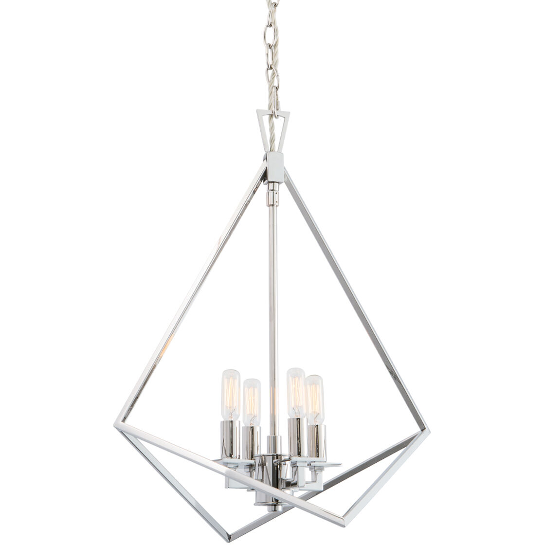 Norwell Lighting 5388 PN NG Trapezoid Cage 4 Light 18 inch Polished Nickel Pendant Ceiling Light