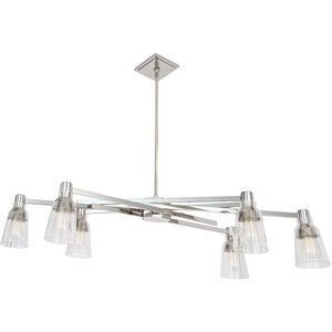 Carnival 6 Light 49.5 inch Polished Nickel with Clear Chandelier Ceiling Light