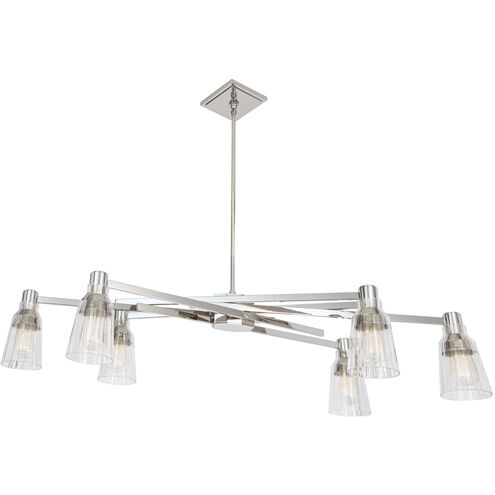 Carnival 6 Light 49.5 inch Polished Nickel with Clear Chandelier Ceiling Light