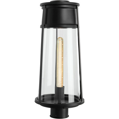 Cone 1 Light 19.75 inch Matte Black with Clear Outdoor Post Light
