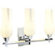 Fleur 3 Light 25.25 inch Chrome with Matte Opal Vanity Light Wall Light