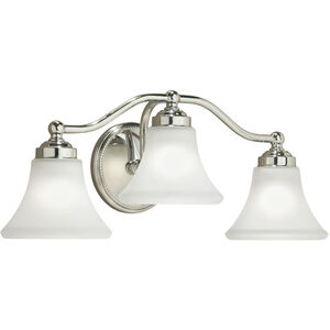 Soleil 3 Light 22.25 inch Chrome with White Vanity Light Wall Light