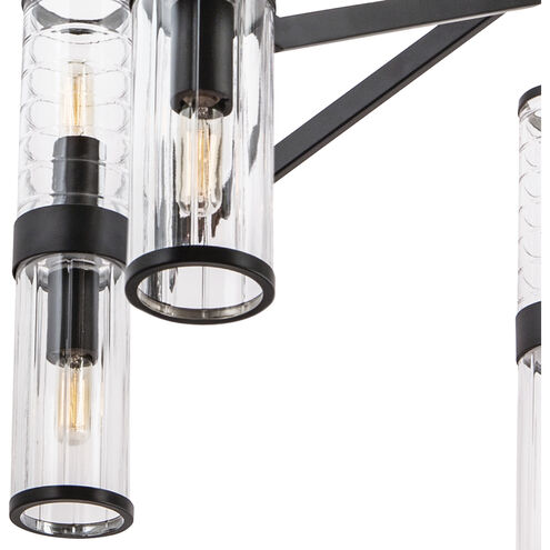 Stripe 10 Light 31.75 inch Matte Black with Clear Chandelier Ceiling Light