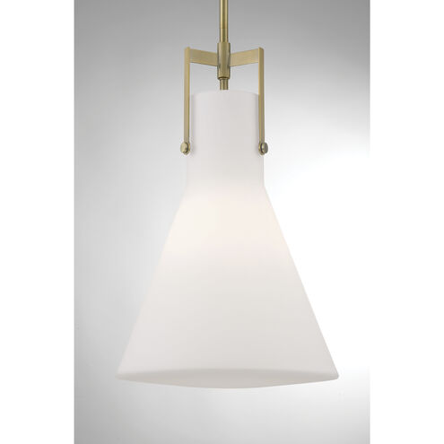 Izel 1 Light 12 inch Antique Brass with Matte Opal Pendant Ceiling Light