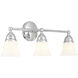 Sophie 3 Light 24 inch Chrome with Shiny Opal Vanity Light Wall Light