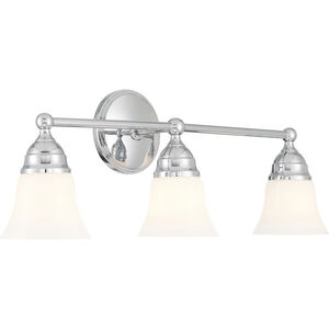 Sophie 3 Light 24 inch Chrome with Shiny Opal Vanity Light Wall Light