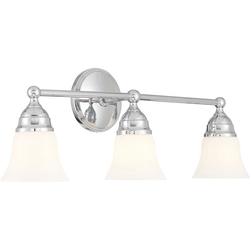 Sophie 3 Light 24 inch Chrome with Shiny Opal Vanity Light Wall Light