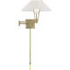 Cody 26.56 inch Antique Brass with White Swingarm Sconce Wall Light