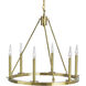 Martin 6 Light 24 inch Bronze with Matte Opal Chandelier Ceiling Light in Aged Brass, No Glass