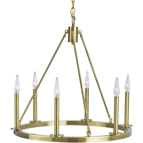 Martin 6 Light 24 inch Bronze with Matte Opal Chandelier Ceiling Light in Aged Brass, No Glass