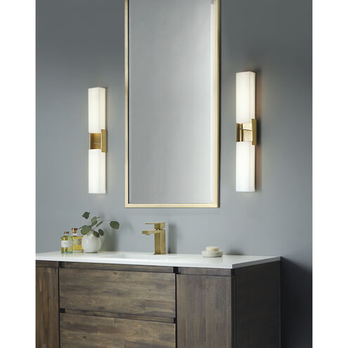 Artemis LED 36 inch Satin Brass with Matte White Vanity Light Wall Light