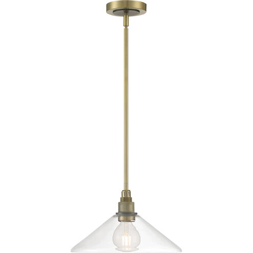 Charis 1 Light 12.5 inch Antique Brass with Oil Rubbed Bronze and Clear Pendant Ceiling Light