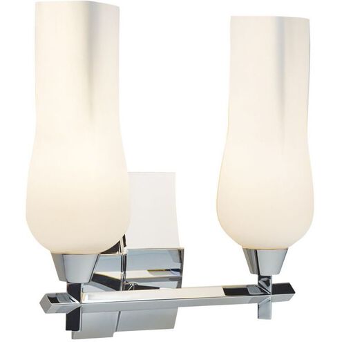 Fleur 2 Light 14.75 inch Matte Black with Matte Opal Vanity Light Wall Light