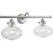 Clara 2 Light 22.75 inch Brushed Nickel with Clear Vanity Light Wall Light
